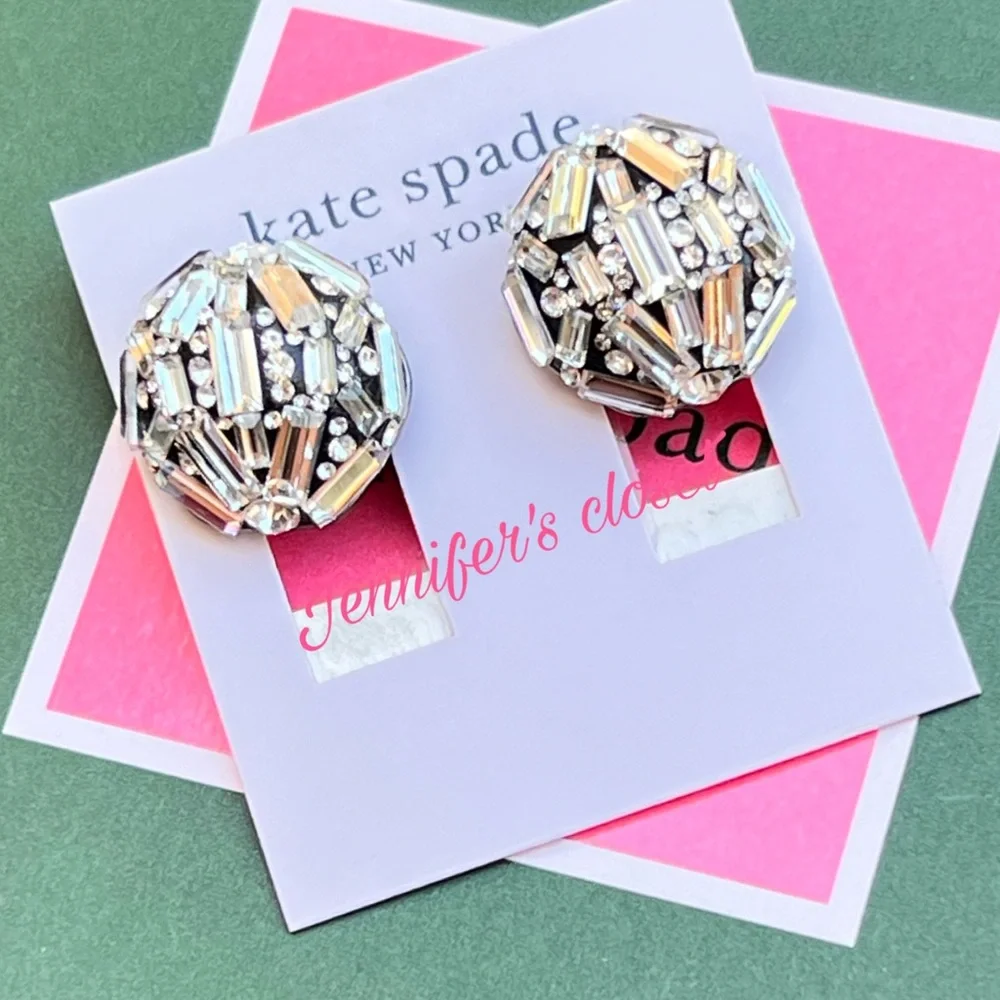 Kate Spade Earrings NWT / Crystal Cluster Clip Post Stud Earrings - Picture 6 of 7